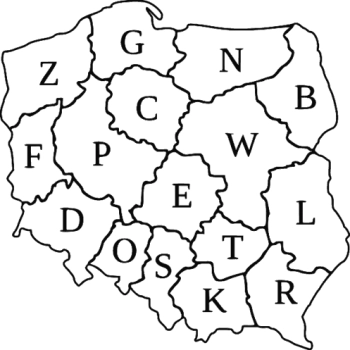 M012 Mapa Polski rejestracje